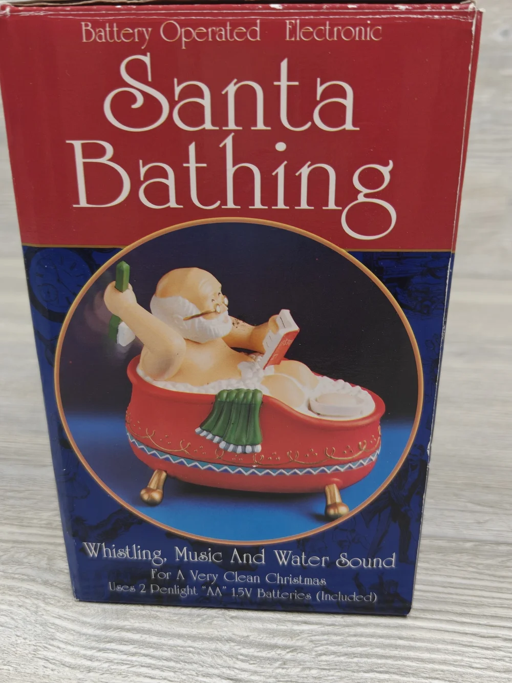 Vintage Santa Bathing Animated Electronic Christmas Decoration Tested w/ Box